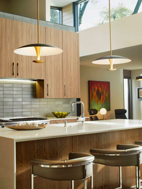 Spacely 26" Pendant Light in Black and Aged Brass - Image 4