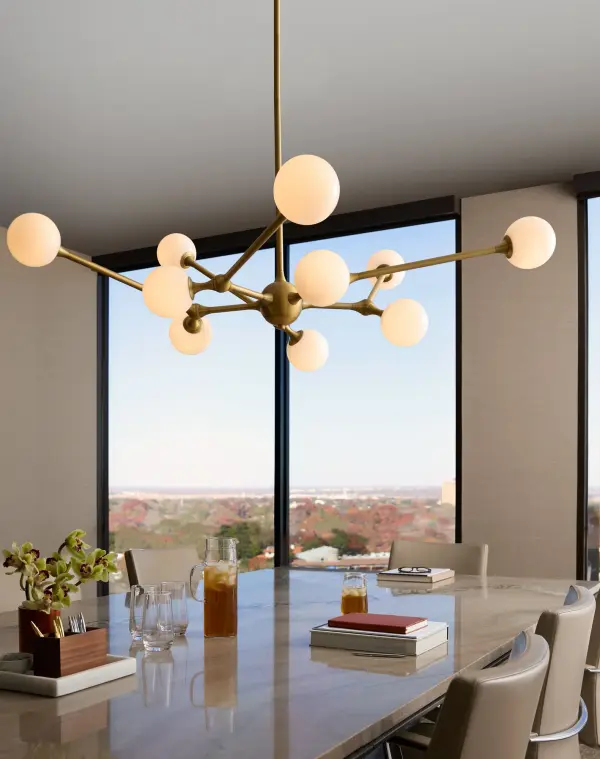 Orbe Ten Light Chandelier in Brushed Brass - Image 8