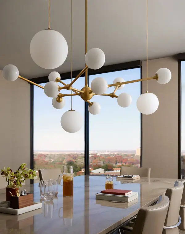 Orbe Ten Light Chandelier in Brushed Brass - Image 9