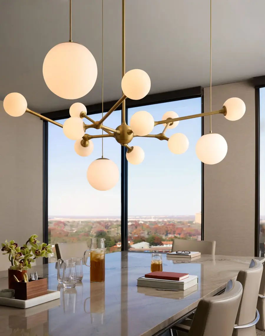 Orbe Ten Light Chandelier in Brushed Brass - Image 10