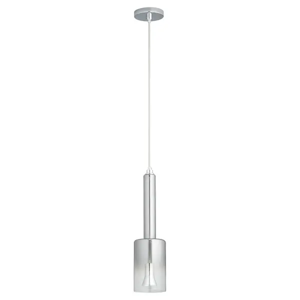 The Spindle Small Ombre pendant combines sculptural glass with polished chrome for a refined industrial aesthetic. Its dimmable 2700K LED provides warm ambient lighting, while the 10' braided cord enables custom drops and multi-point installations.