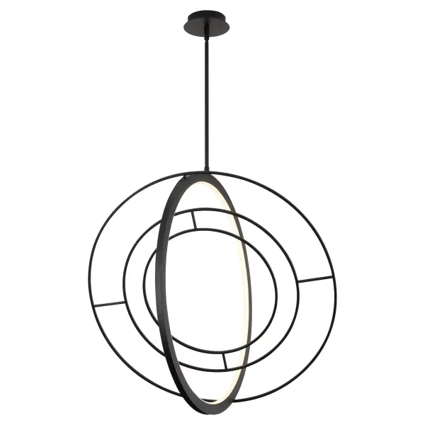 The Galilei pendant transforms the ancient armillary sphere into a striking modern fixture. Its movable rings and integrated LED diffuser create dramatic visual interest while providing functional illumination. - alternate view