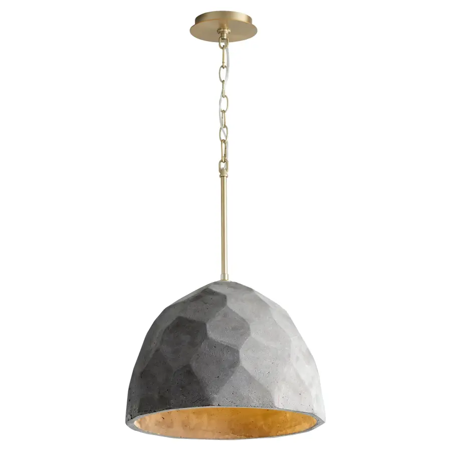 Maria 16" Concrete Pendant in Dark Gray with Aged Brass - Image 2