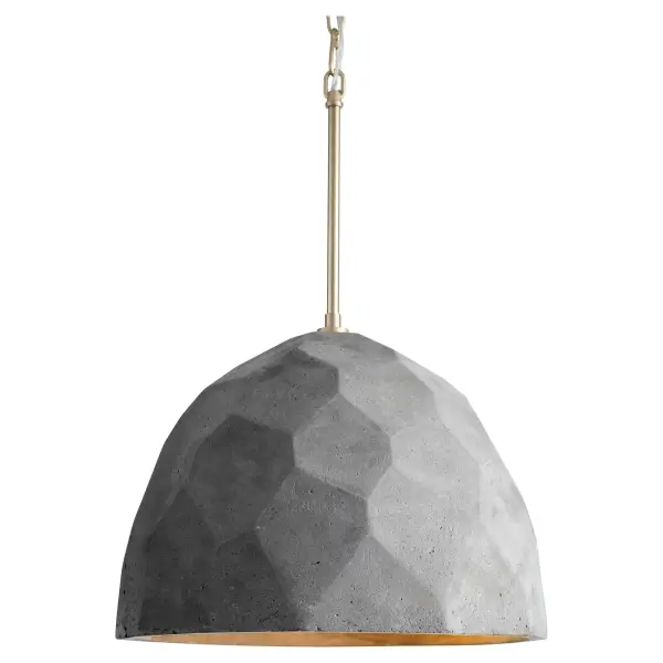 Maria 16" Concrete Pendant in Dark Gray with Aged Brass - Image 3
