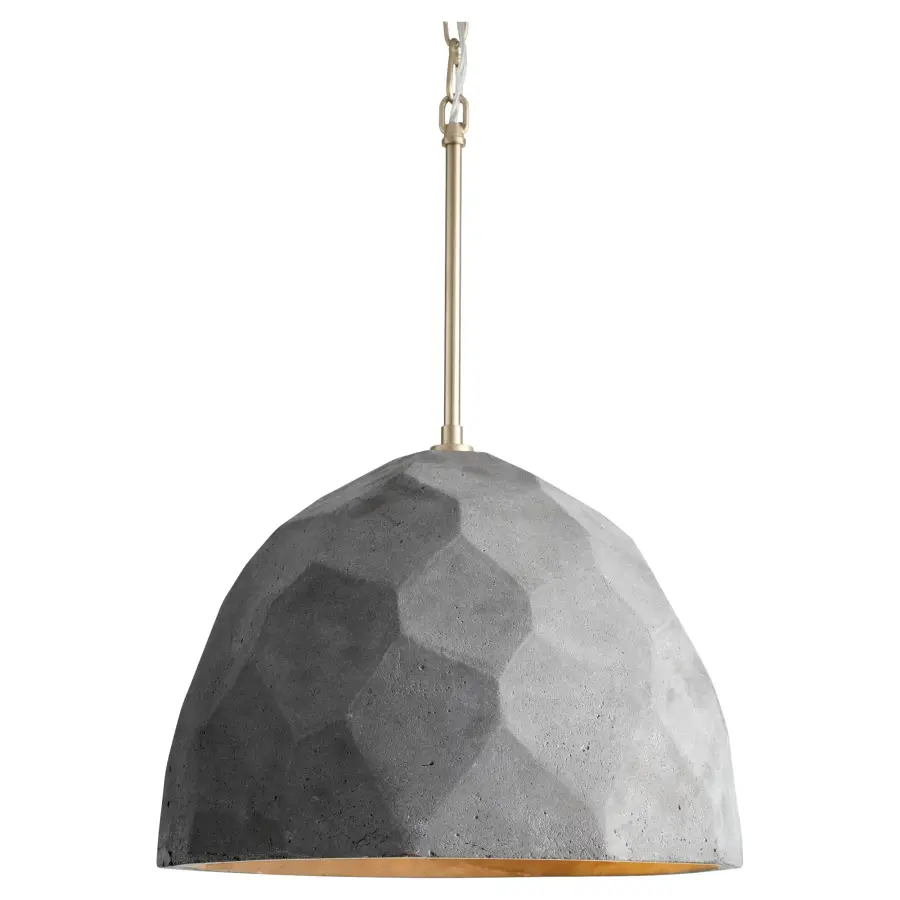 Maria 16" Concrete Pendant in Dark Gray with Aged Brass - Image 3