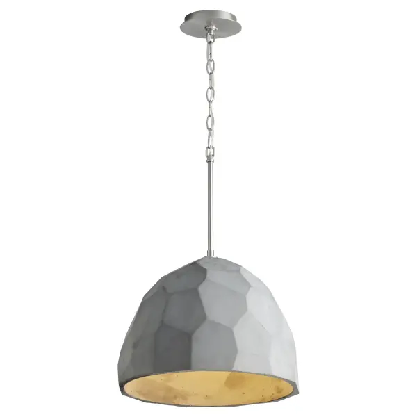 The Maria 16" Pendant merges industrial strength with refined design through its sculpted concrete dome and satin nickel accents. Perfect for modern spaces seeking architectural presence, it delivers focused downward lighting with artisan-crafted texture. - alternate view