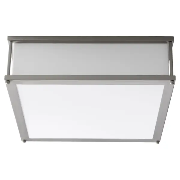 The Modulo 16" ceiling mount combines sleek architectural geometry with soft, ambient illumination. Its satin nickel finish and matte white diffuser deliver modern sophistication while high-CRI LED technology ensures excellent color rendering.