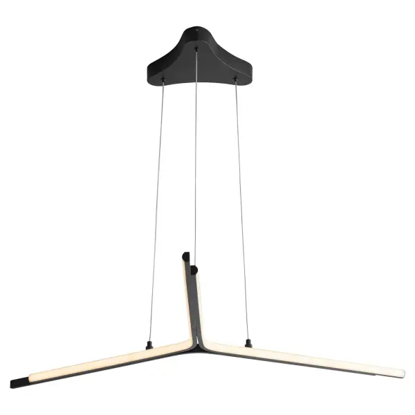 The Estrella pendant combines contemporary design with practical versatility. Its evenly spaced arms create visual balance while CCT technology allows color temperature adjustment. Wide voltage compatibility (120-277v) makes it suitable for both residential and commercial installations. - alternate view