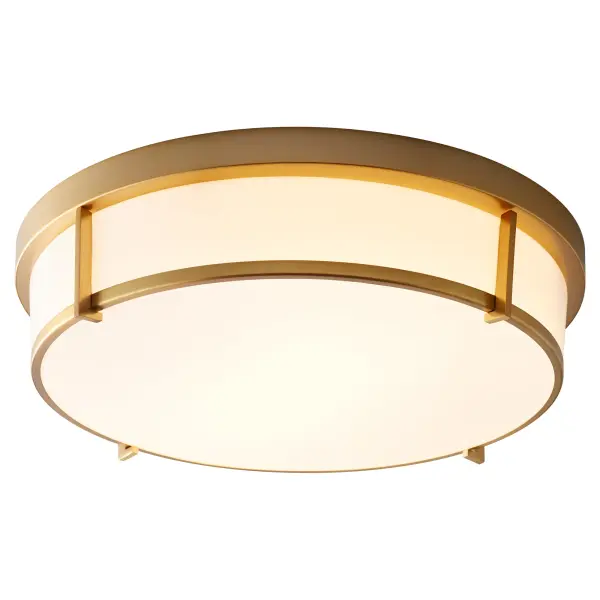 The iO collection delivers timeless minimalist design with its blend of round elements and clean lines. The 17-inch diameter and warm aged brass finish create an elevated yet understated aesthetic perfect for modern interiors. - alternate view