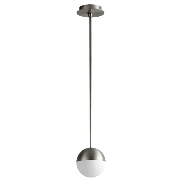 The Mondo 6" pendant delivers refined minimalist design with a perfectly rounded matte opal glass diffuser and luxe satin nickel cap. Its compact 6" diameter and warm 3000K LED make it ideal for intimate spaces or grouped installations.