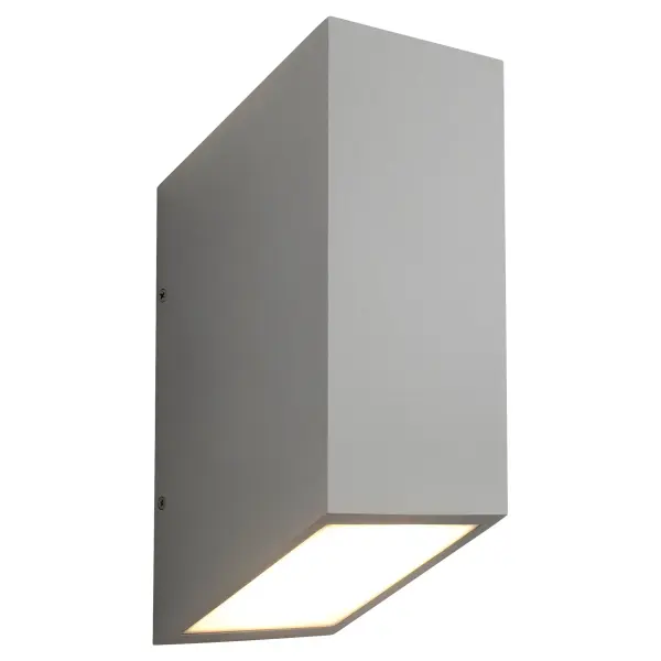 The Uno Large wall sconce combines clean-lined modern design with practical outdoor performance. Its angled architectural profile delivers warm ambient light while adding contemporary character to exteriors and interiors alike. - alternate view
