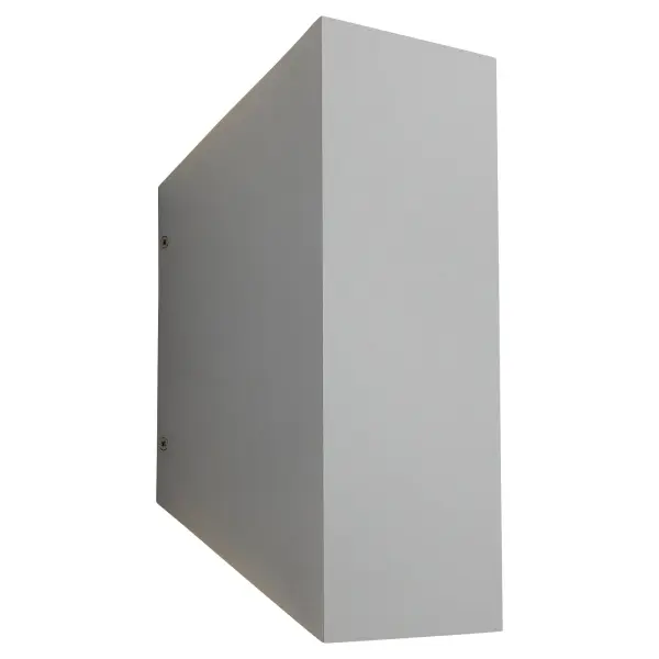 The DUO Large outdoor wall sconce combines sleek square geometry with contemporary appeal. Its 3500K color temperature provides neutral white light ideal for outdoor spaces, while the gray finish offers modern sophistication.