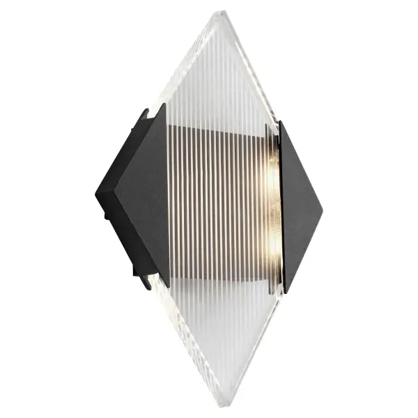 The NOVA wall sconce combines geometric precision with wet-rated performance. Its sleek black frame and clear pinstripe glass create sculptural linear light perfect for modern outdoor spaces. Dimmable 3000K LED offers warm ambiance control. - alternate view