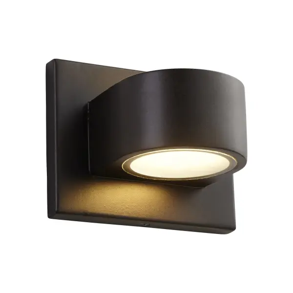 The Eris Large wall sconce delivers dramatic triangular illumination through its frosted glass diffuser, casting light both upward and downward. Its contemporary geometric design and versatile indoor-outdoor rating make it ideal for modern spaces. - alternate view
