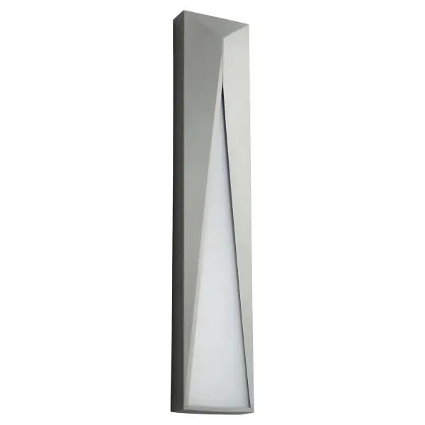 The ELIF Large Wall Sconce combines sleek architectural lines with a white polycarbonate diffuser for striking visual impact. Its 3000K warm white LED creates inviting outdoor ambiance while the gray finish adds modern sophistication.