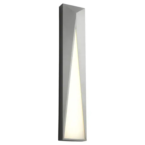 The ELIF Large Wall Sconce combines sleek architectural lines with a white polycarbonate diffuser for striking visual impact. Its 3000K warm white LED creates inviting outdoor ambiance while the gray finish adds modern sophistication. - alternate view