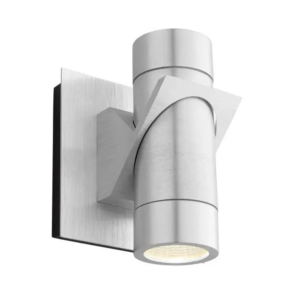 The Razzo LED outdoor wall sconce combines sleek contemporary design with practical dual-direction lighting. Its brushed aluminum finish and clear glass diffusers create sophisticated architectural impact while delivering 680 lumens of warm 3000K light both up and down. Wet-rated for durability in any weather condition. - alternate view