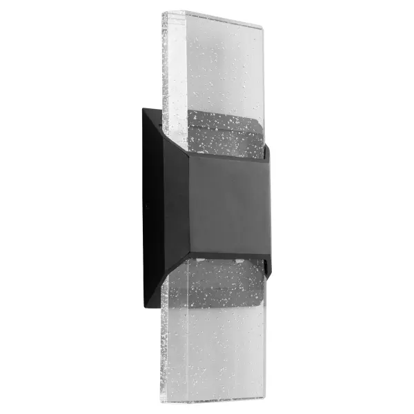 The Esprit wall sconce delivers dramatic visual impact with its clear bubble crystal glass diffuser that creates captivating light projections. Wet-rated for durability and available in two sizes, it's ideal for making a statement outdoors.