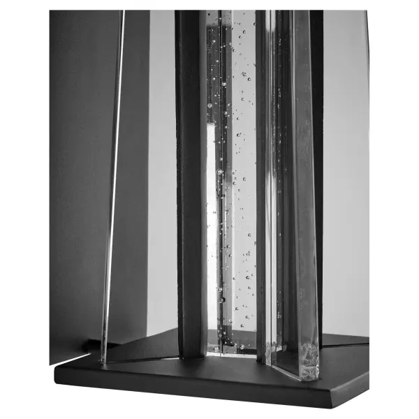 The Arté 14" lantern makes a bold statement with its sleek black finish and unique bubble crystal glass diffuser. Wet-rated for durability, it creates stunning light patterns that enhance any outdoor space day or night. - alternate view