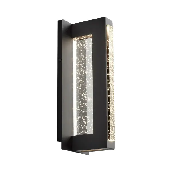 The Taurus 12" wall sconce combines bold black framing with prismatic bubble crystal glass for a striking architectural statement. Wet-rated and dimmable LED equipped, it delivers luxury-grade illumination for both indoor and outdoor spaces. - alternate view