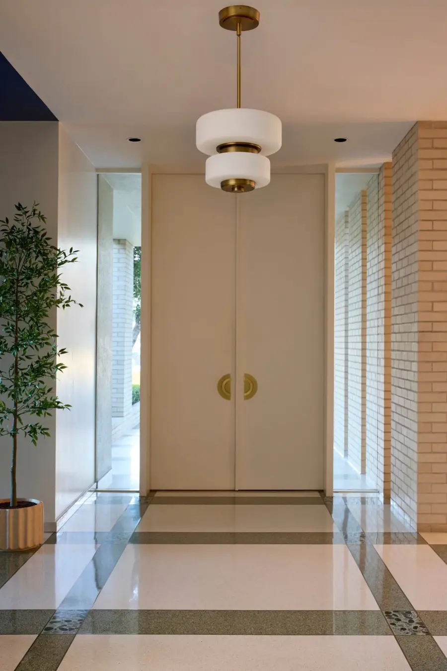 Favo 12" Pendant Light in Brushed Brass - Image 5