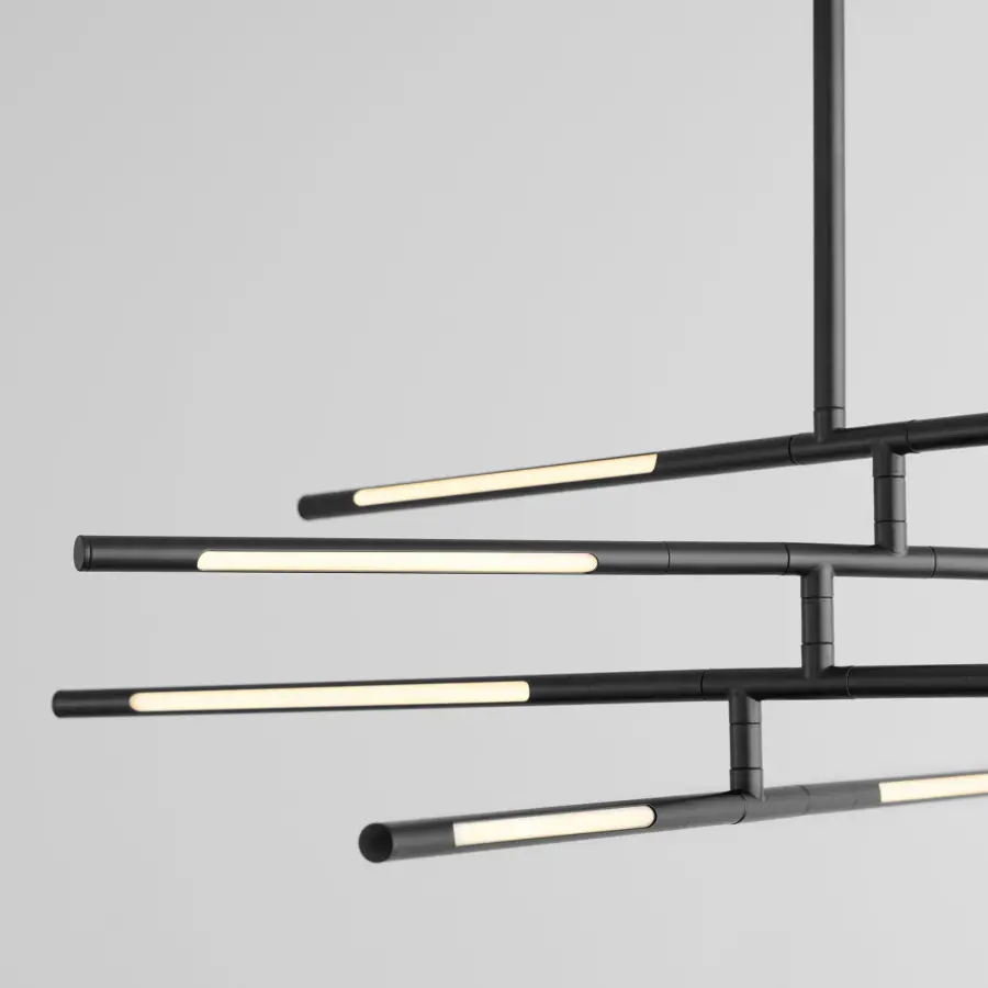 Palillos Eight Light LED Pendant in Black - Image 5