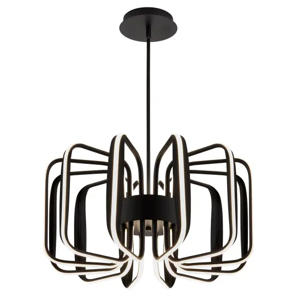 The ROTO twelve-light pendant delivers striking modernist design with its distinctive pillowed vertical elements and post-modern futurist aesthetic. Perfect for making a bold statement in large spaces or creating dramatic impact when clustered. - alternate view