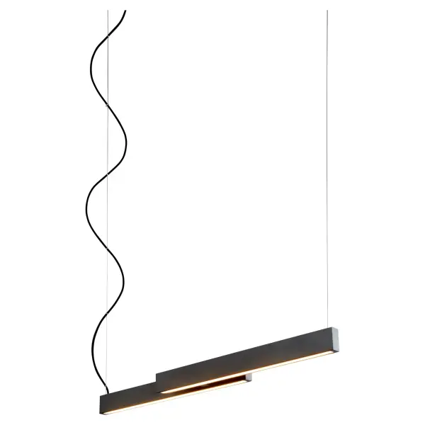 The Klone 40" pendant brings artistic flair through its offset geometric design and unexpected accents. With 4000K neutral white LED lighting and a sleek black finish, it delivers both style and functionality for modern spaces. - alternate view
