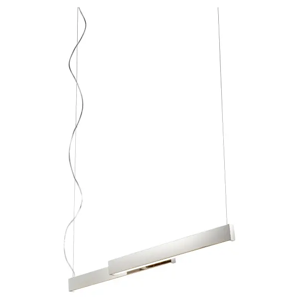 The Klone 40" pendant brings artistic flair through its offset geometric design and polished nickel finish. With integrated 4000K LED lighting, it delivers crisp, neutral illumination perfect for task and ambient lighting in contemporary spaces. - alternate view