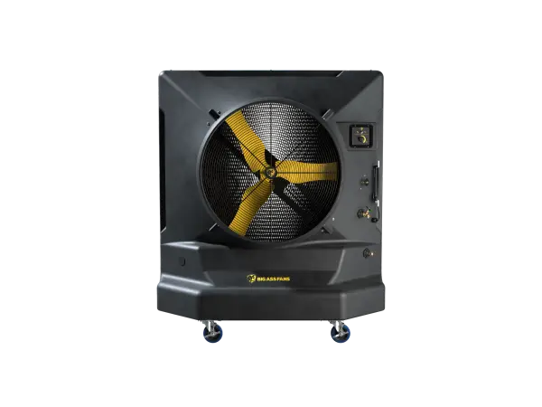 The Cool-Space 400 combines powerful cooling with portability, featuring a redesigned motor, aerodynamic blades, and a 46-gallon reservoir for up to 10 hours of operation. Covers up to 3600 sq ft with nearly silent airflow. - alternate view