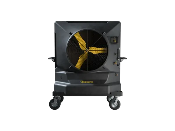 The Cool-Space 400 delivers powerful evaporative cooling for spaces up to 3,600 sq ft with a redesigned motor and aerodynamic blades. The All-Terrain package adds rugged portability with off-road tires and push/pull bar.