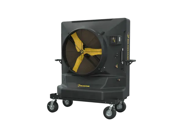 The Cool-Space 400 delivers powerful evaporative cooling for spaces up to 3,600 sq ft with a redesigned motor and aerodynamic blades. The All-Terrain package adds rugged portability with off-road tires and push/pull bar. - alternate view