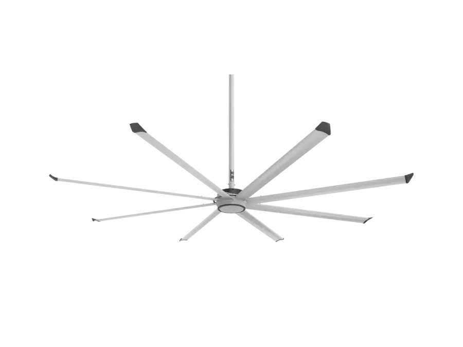 Essence 12' Ceiling Fan in Silver with Black Blades - Image 1