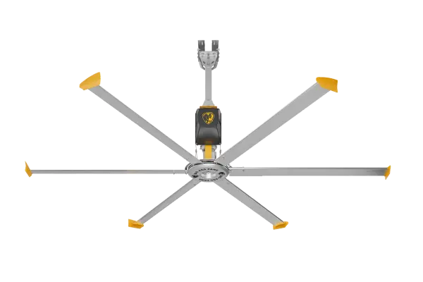 The ShopFan HVLS delivers serious airflow with DIY-friendly installation. Featuring 6 patented airfoils, sealed helical gearbox, and plug-in setup, it's built for garages, workshops, and gyms that need premium performance. - alternate view