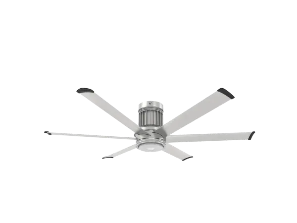 The i6 transforms covered outdoor spaces with powerful, whisper-quiet airflow and smart home integration. Built with aircraft-grade aluminum and damp-rated for weather resistance, it combines industrial performance with contemporary design.