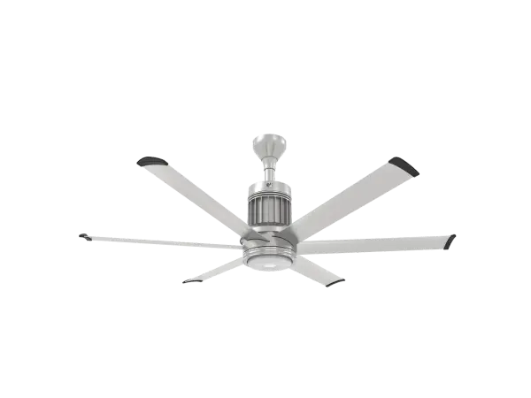 The i6 transforms covered outdoor spaces with powerful, whisper-quiet airflow and smart home integration. Built with aircraft-grade aluminum and damp-rated for weather resistance, it combines industrial performance with contemporary design.