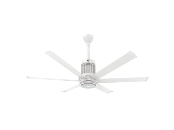 The i6 transforms covered outdoor spaces with powerful, whisper-quiet airflow and smart home integration. Built with aircraft-grade aluminum and damp-rated for weather resistance, it combines industrial performance with contemporary design.