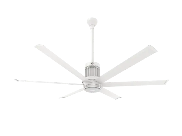 The i6 transforms covered outdoor spaces with powerful, whisper-quiet airflow and smart home integration. Built with aircraft-grade aluminum and damp-rated for weather resistance, it combines industrial performance with contemporary design.