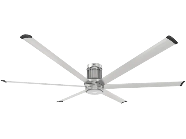 The i6 84" transforms covered outdoor spaces with powerful, whisper-quiet airflow and smart home integration. Built with aircraft-grade aluminum and damp-rated for weather resistance, it combines industrial performance with contemporary design.