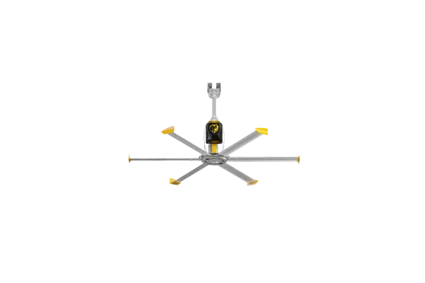The Powerfoil 6 delivers powerful, quiet airflow with patented airfoil technology and winglets. Built for durability with helical-cut gears, lifetime-lubricated motor, and minimal maintenance requirements. Perfect for warehouses, gyms, and commercial facilities.