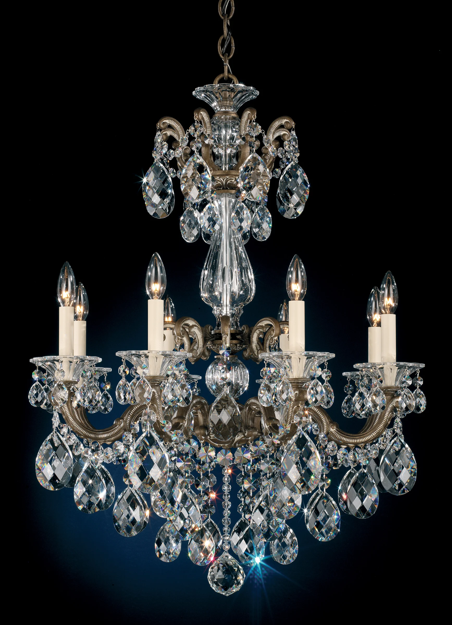 La Scala Eight Light Chandelier in Heirloom Gold