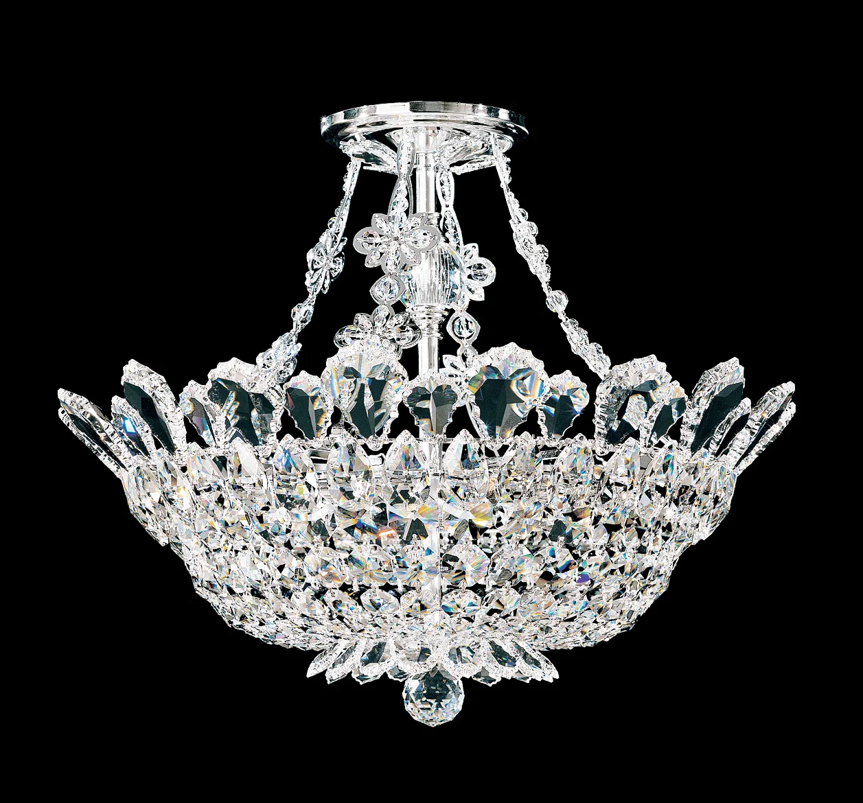 Trilliane Eight Light Semi-Flush Mount in Polished Stainless Steel