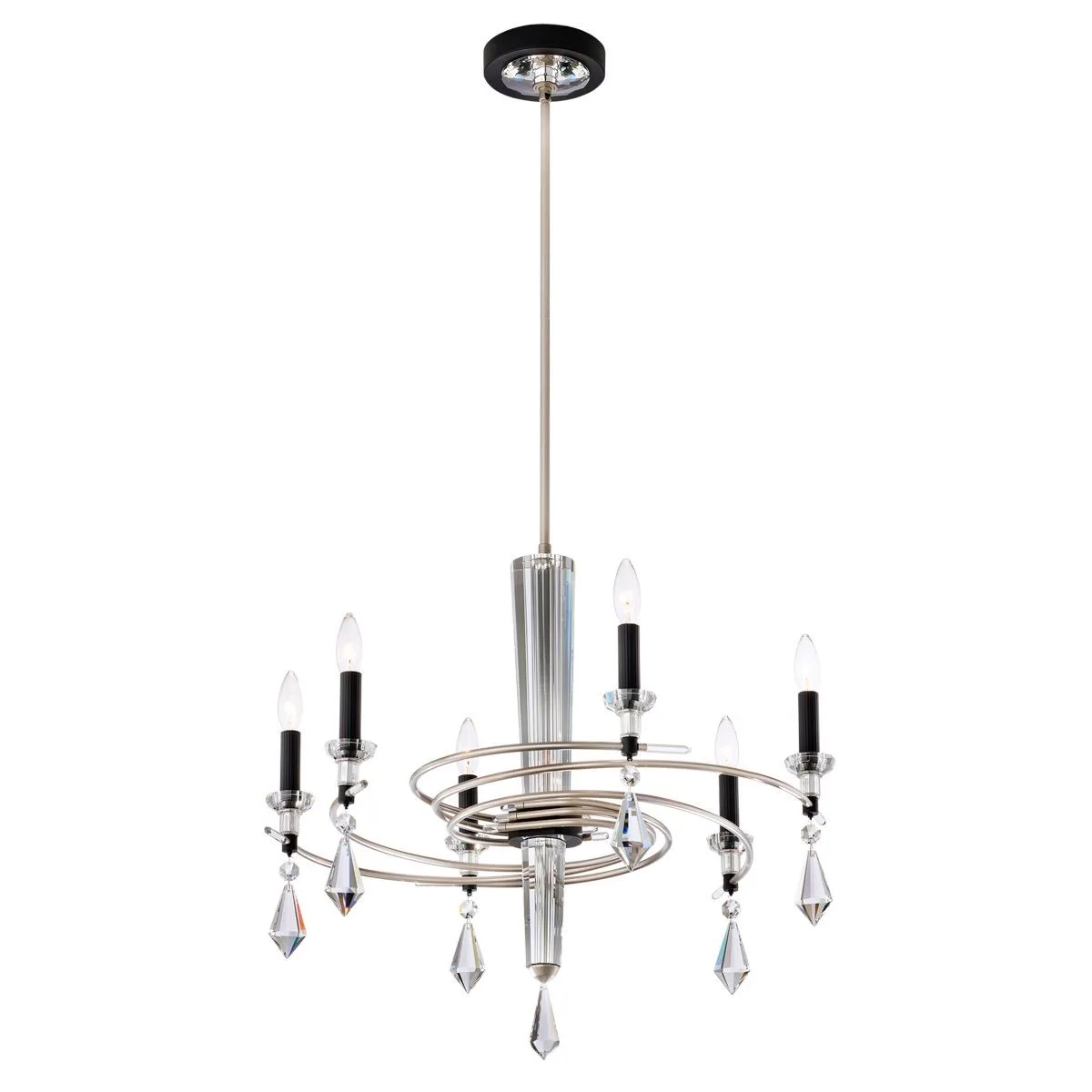 Tempest Six Light Chandelier in Soft Gold/Black